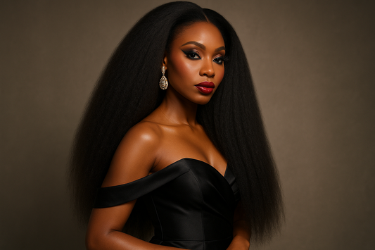 glamorous black woman wearing kinky straight extensions